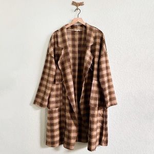 POL Brown Plaid Women's Coat